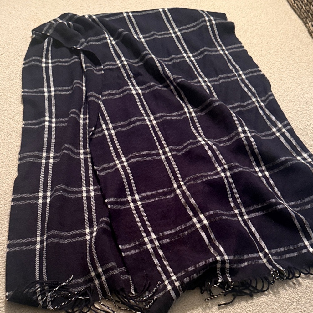 J. Crew Plaid Navy and White Scarf